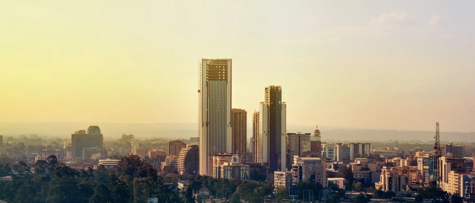 The Nairobi skyline at sunset